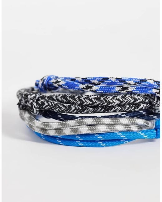 ASOS Blue 5 Pack Cord And Rope Bracelets for men
