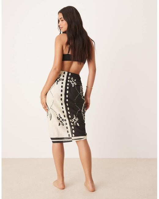 ASOS Natural Billie Beach Sarong On Bandana Print
