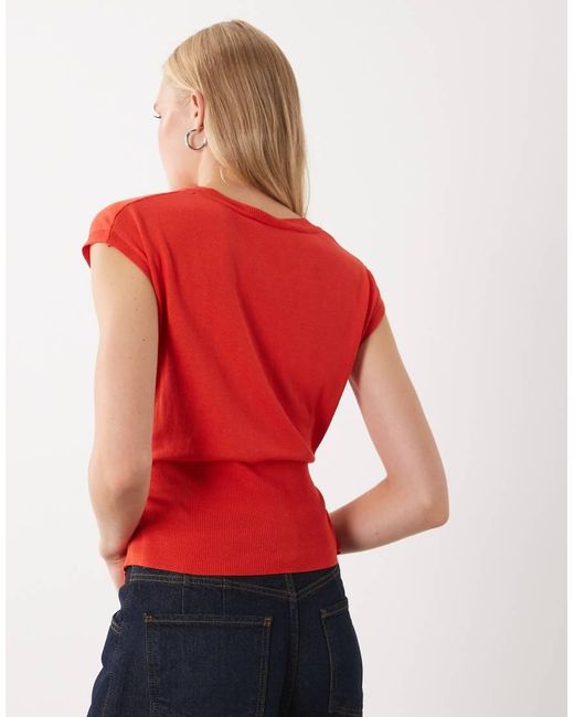 Mango Red Sleeveless Lightweight Knitted Top
