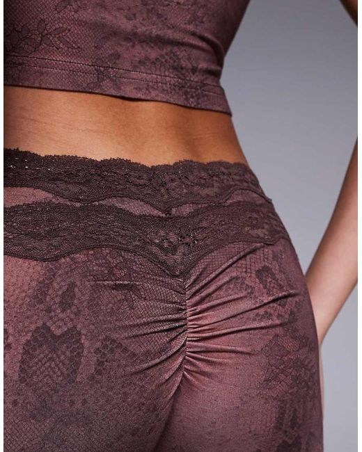 I.AM.GIA Brown Beau Double Lace Trim V Front Flared Trouser Co-ord