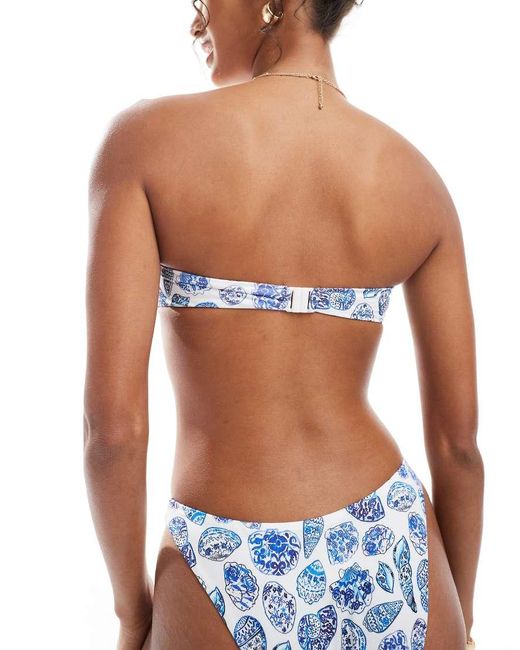 ASOS Blue Shelly Twist Bandeau Bikini Top
