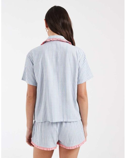 Daisy Street Blue Tie Shirt And Boxer Pyjama Shorts