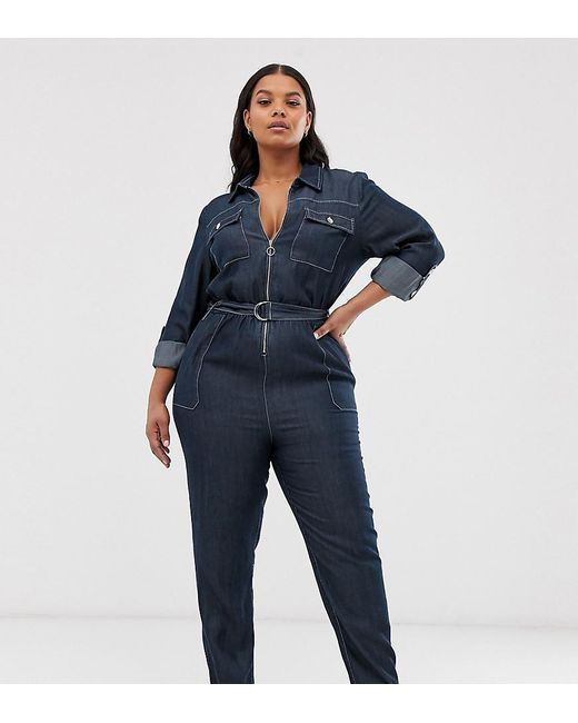 blue denim boiler suit