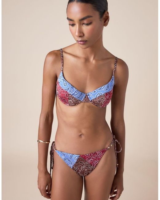 Calzedonia Blue Balconette Bikini Top Bandana Patch