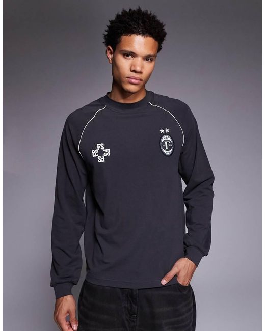 Faded Store Blue Long Sleeve Football Jersey for men