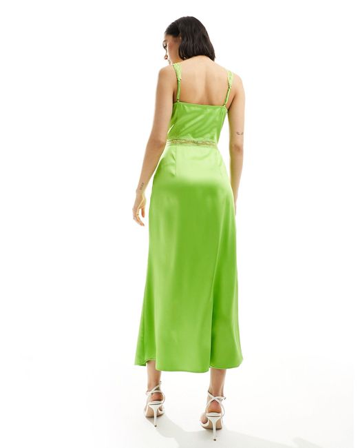 Never Fully Dressed Green Lace Insert Midaxi Dress