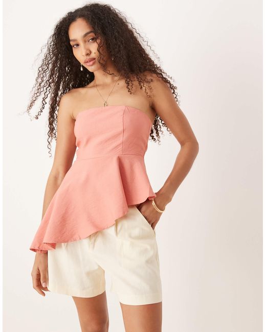 Mango Pink Asymmetric Bandeau Top