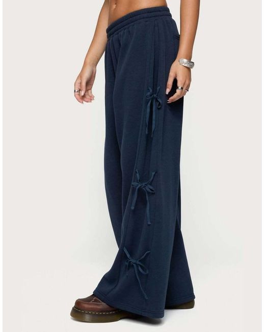 Edikted Blue Claudette Baggy Ribbon Sweatpants