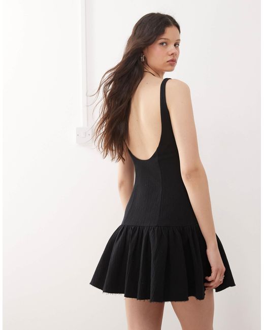 Weekday Natural Mini Dress With Open Back And Bubble Hem