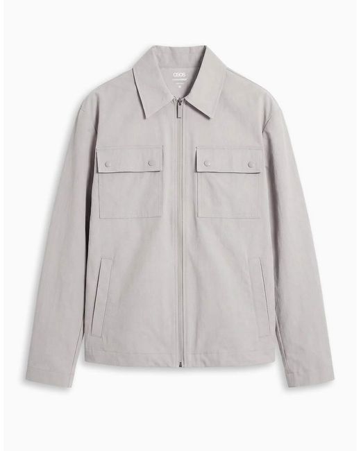 ASOS Gray Motionmaxtm Four Way Stretch Shacket for men