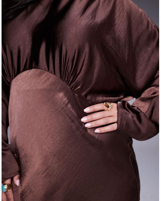 ASOS Purple Asos Design Curve Satin Batwing Maxi Dress
