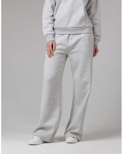 French Connection Gray Cotton Blend Elasticated Wide Leg Joggers