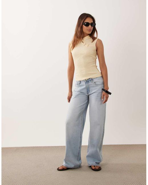 ASOS Blue Mandarin Collar Top