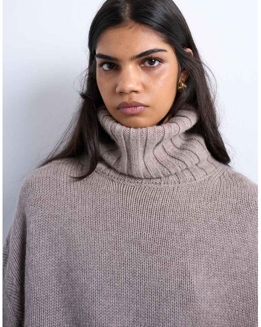 TOPSHOP Multicolor Knitted Premium Cashmere Roll Neck Jumper