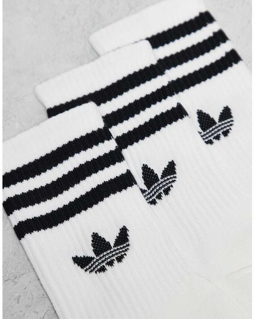 Adidas Originals White Adicolor Trefoil 3 Pack Crew Socks