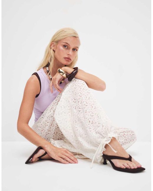 Monki White Boho Lace Balloon Trousers