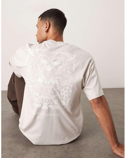 SELECTED Oversized T-Shirt Met Botanische Print Op De Achterkant in het Multicolor voor heren