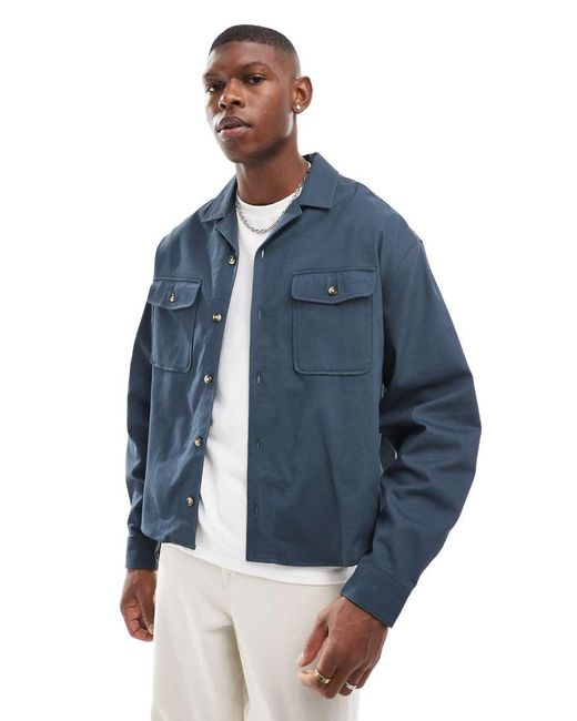Camicia Giacca Squadrata di ASOS in Blue da Uomo
