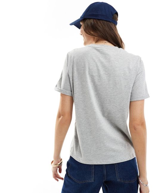 Pieces Gray Cotton T-shirt With Fold Up Detail