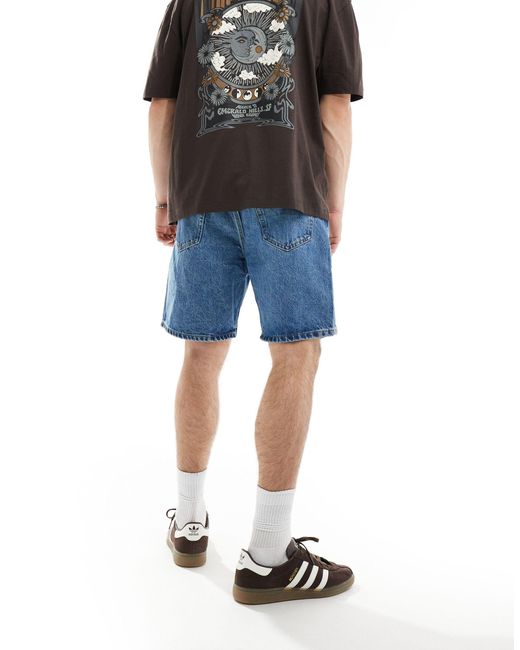 Weekday Black Space Relaxed Fit Denim Shorts for men