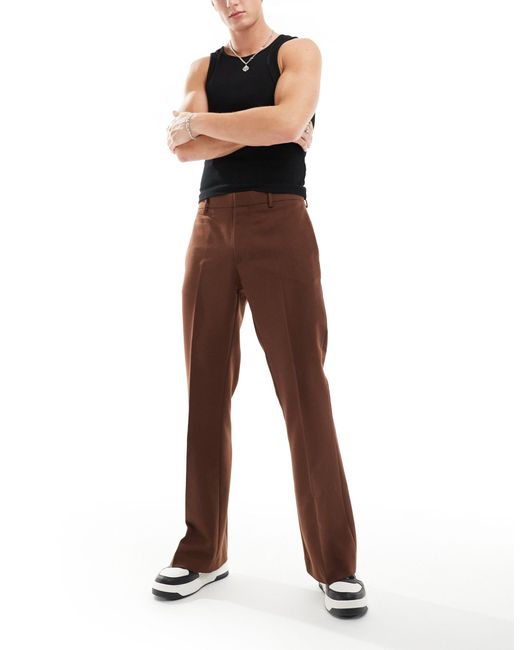 Pantaloni a zampa eleganti marroni di ASOS in Brown da Uomo