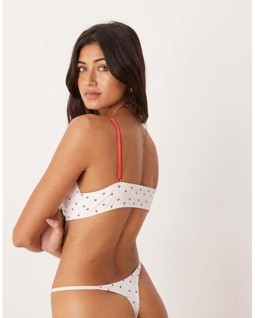 ASOS Brown Lulu Flock Heart Tanga Thong