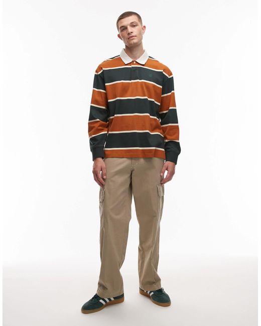 Timberland Green Contrast Stripe Rugby Polo Shirt for men