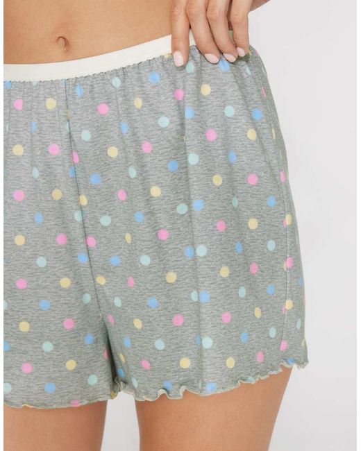 Tezenis Gray Printed Cotton Shorts With Rolled Hem