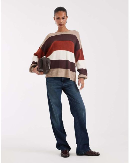 ONLY Red Drop Shoulder Knit Sweater