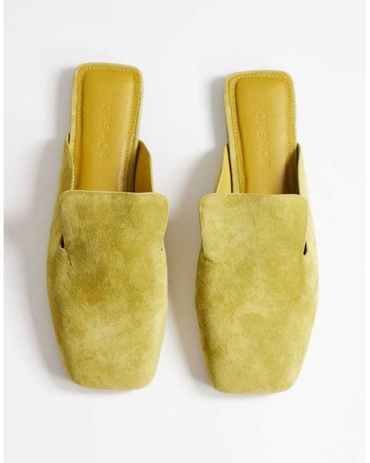 TOPSHOP Yellow Della Real Suede Mule