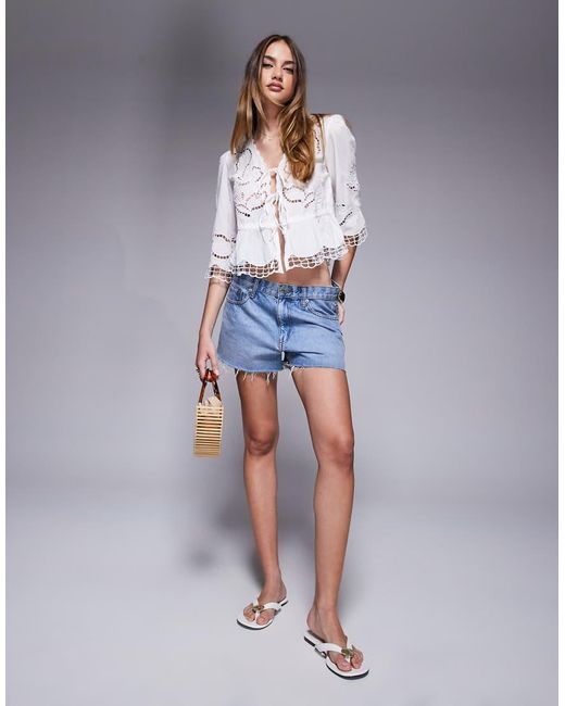 River Island Opengewerkte Blouse in het Blue