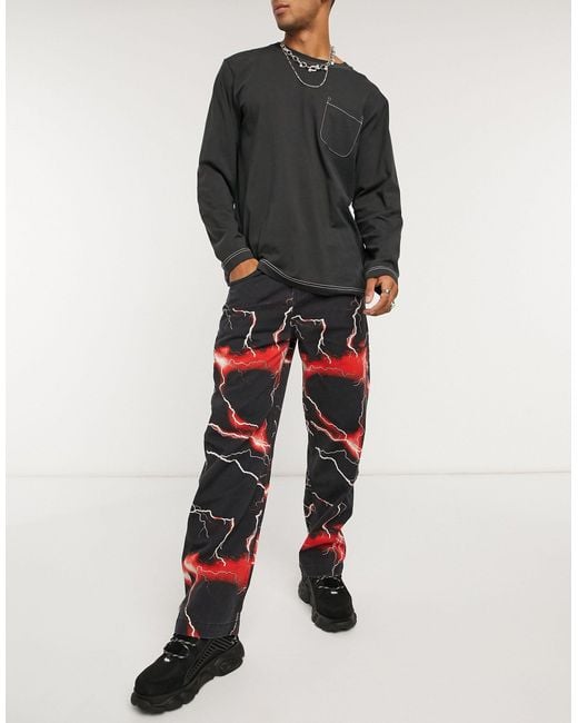 Jaded London Red Lightning Skate Jeans for men