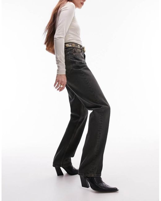 TOPSHOP Black Mid Rise Dad Jeans