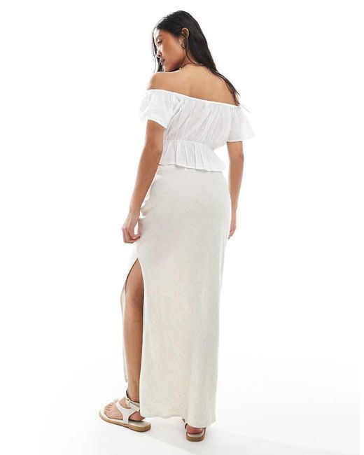 Falda Larga De Corte Al Bies De Mezcla De Lino De -Neutro Miss Selfridge de color White