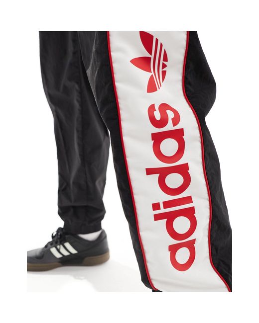 Joggers con logo lineare , bianco e rosso di Adidas Originals in Black da Uomo