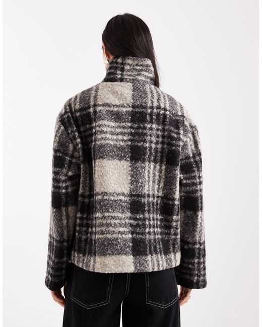 Miss Selfridge Black Check Cropped Jacket