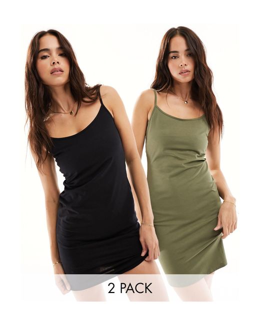 New Look Black 2 Pack Strappy Mini Jersey Dress