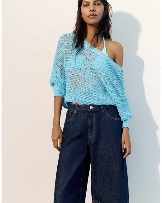 Pull&Bear Blue Low-Rise Jorts