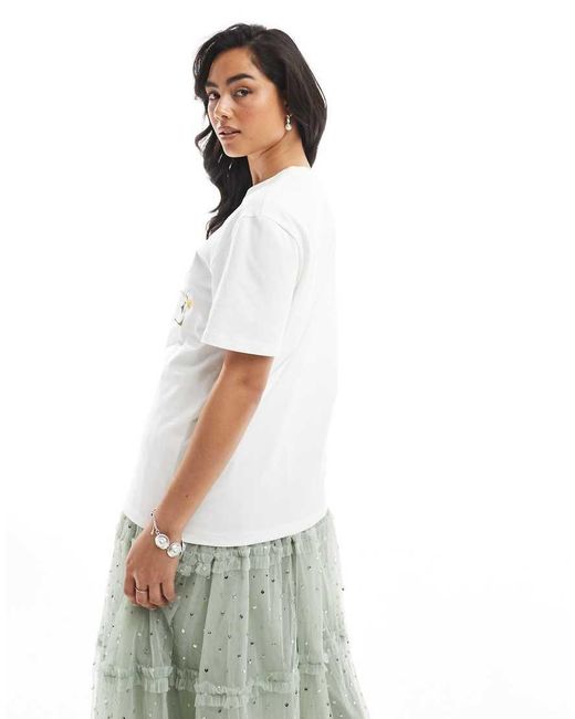 Maya White Embroidered 'Team Bride' T-Shirt