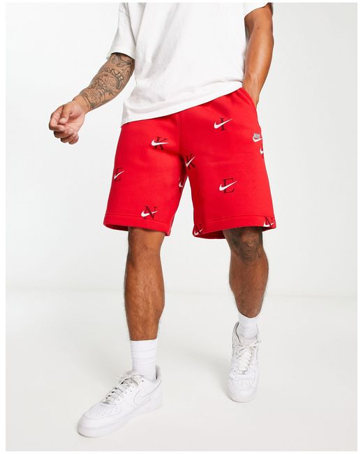 Nike Monogram Print Shorts in Red for Men | Lyst