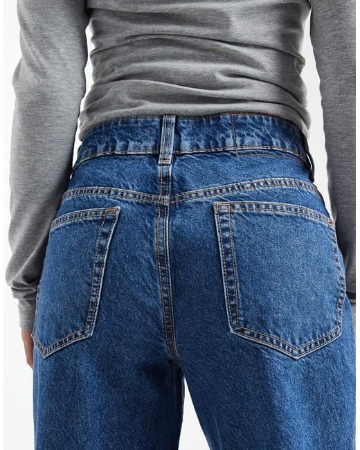 Asos design petite - circular design collection - jean dad ample - bleu épuré ASOS en coloris Blue