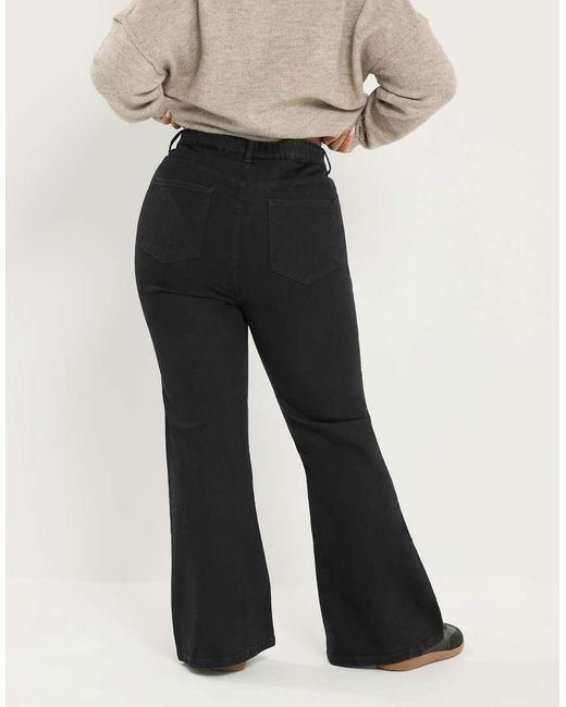 Yours Clothing Black Flare Stretch Jeans
