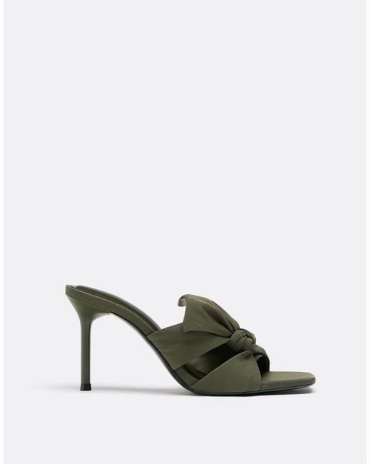 Stradivarius Green Heeled Tie Sandals
