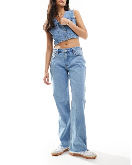 Curve - love - jeans ampi medio a vita bassa di Abercrombie & Fitch in Blue