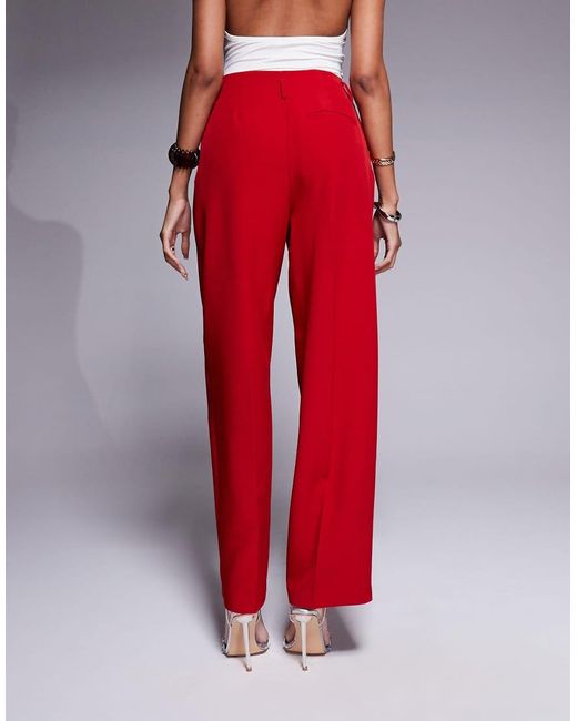 Pantaloni Sartoriali Rossi Con Dettaglio A Corsetto di ASOS in Red