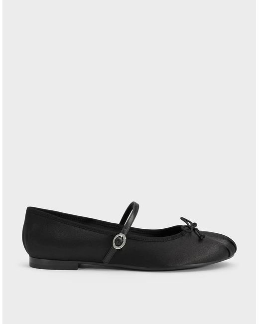 Charles & Keith White Emiko Satin Bow Mary Jane Flats