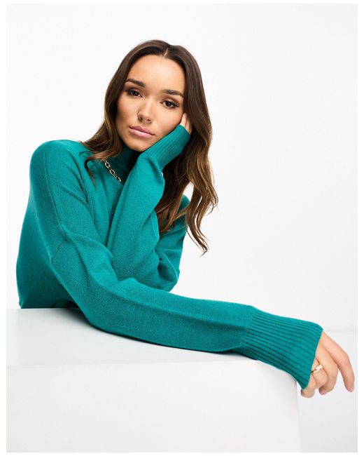 French Connection Blue Centre Seam Oversized Roll Neck Jumper