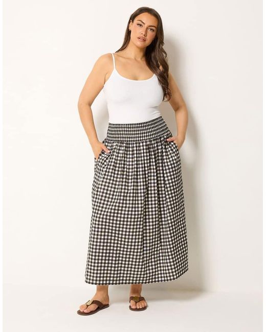 Yours Clothing Brown Gingham Maxi Skirt