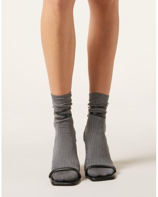 Calzedonia Gray Glitter Ribbed Socks