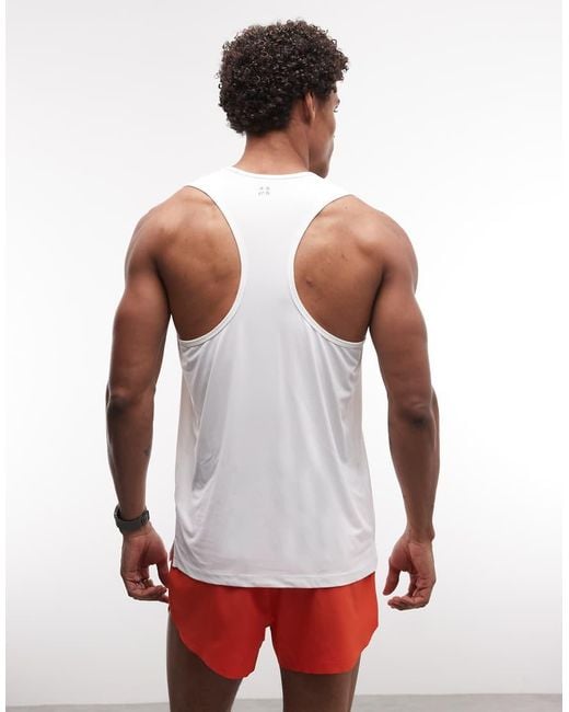 4505 White Nylon Performance Mesh Quick Dry Racer Back Running Tank Top for men